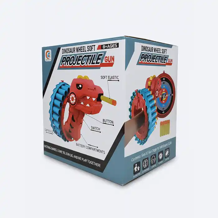 Fusil Dinosaure Roue &agrave; Projectiles Souples - Pistolet &Eacute;lastique Enfants 8+
