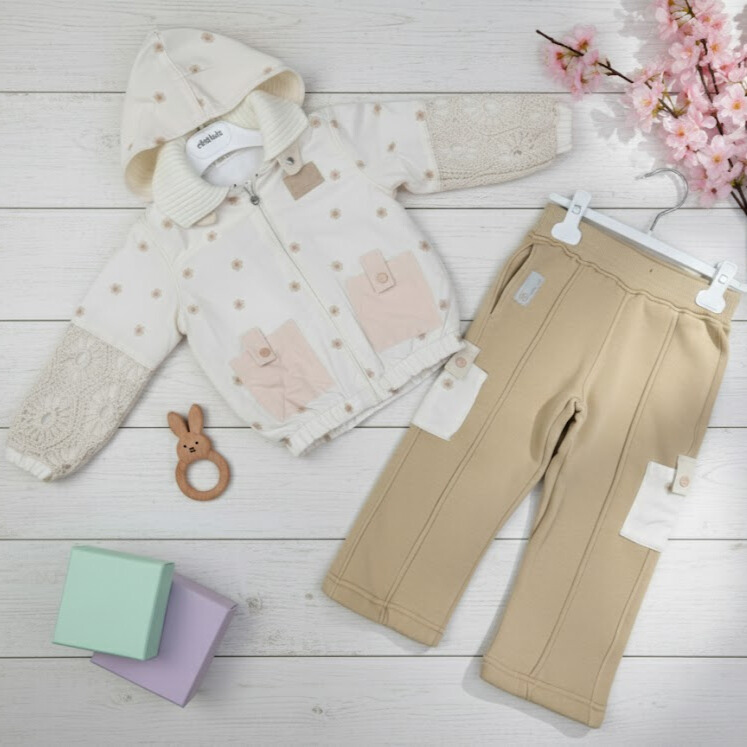 Ensemble Veste Printani&egrave;re B&eacute;b&eacute; & Pantalon Jogging &Eacute;cru/Beige
