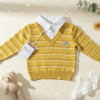Pull b&eacute;b&eacute; coton doux jaune avec chemise int&eacute;gr&eacute;e &ndash; Style & Confort