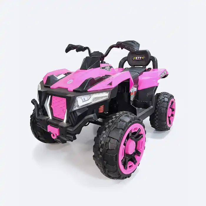 Quad Électrique Enfant Rose et Noir 12V - Sécurité & Aventure Extérieure