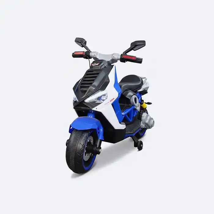Moto &Eacute;lectrique Enfant Scooter Bleu & Blanc | Jouet 12V S&eacute;curit&eacute;
