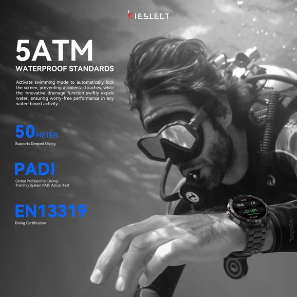 Kieslect Actor Leading Smartwatch with GPS+5ATM and Stunning Ceramic Bezel double Strap
