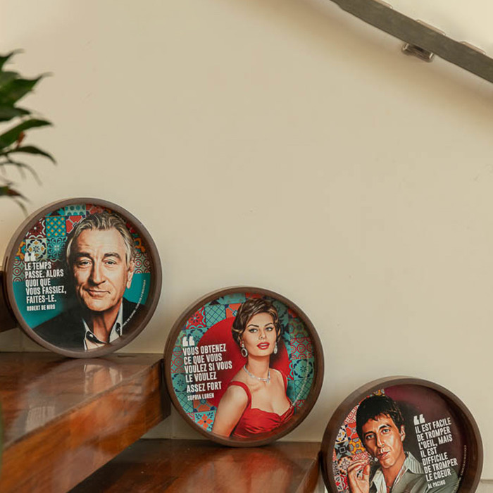 Duo de plateau en bois façon