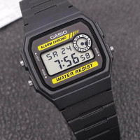 Casio – Montre masculin digitale au style vintage avec bracelet en résine noir – F-94WA-9