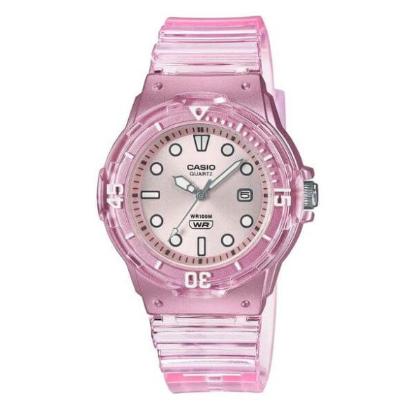 Casio – Rose – Cadran et d’un bracelet translucides. Étanche 100 m, Montre féminine avec dateur – LRW-200HS-4EV