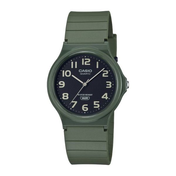 Casio – Silicone verte – Cadran noir – Index chiffres arabe – Étanche  » Unisexe  » – MQ-24UC-3BDF
