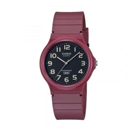 Casio – Grenat – Cadran noir – Étanche – Bracelet en silicone – » Unisexe  » – MQ-24UC-4BDF