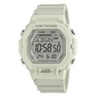 Casio – Montre sport idéal pour les petites poignées avec Compteur de pas – Blanche bracelet en résine blanc – LWS-2200H-8AV