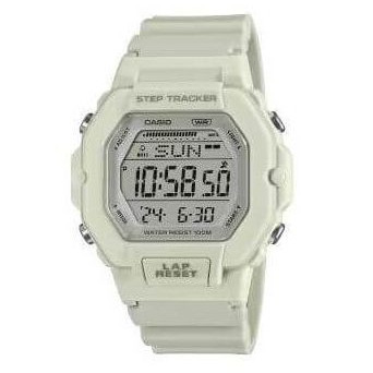 Casio – Montre sport idéal pour les petites poignées avec Compteur de pas – Blanche bracelet en résine blanc – LWS-2200H-8AV