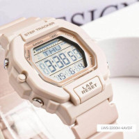 Casio – Montre sport idéal pour les petites poignées avec Compteur de pas en beige/rose – Bracelet résine – LWS-2200H-4AV