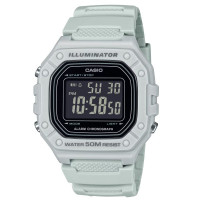 Casio – Montre numérique blanche au fond noir et dégites style négatif – Étanche 50m – W-218H-8BV