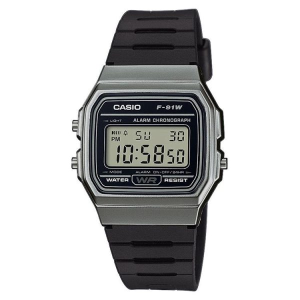Casio -Vintage sport digitale bracelet noir caoutchouc – F-91WM-1BDF