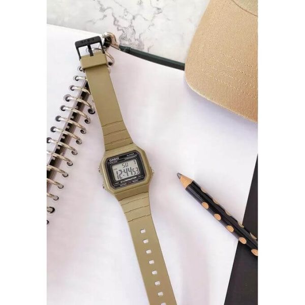 Casio – Montre digital au bracelet en résine vert – Étanche 50m – W-217H-5AV