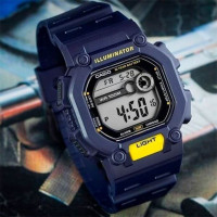 Casio – Montre sport au bracelet en résine bleu – Autonomie pile 10 ans – W-737H-2AV