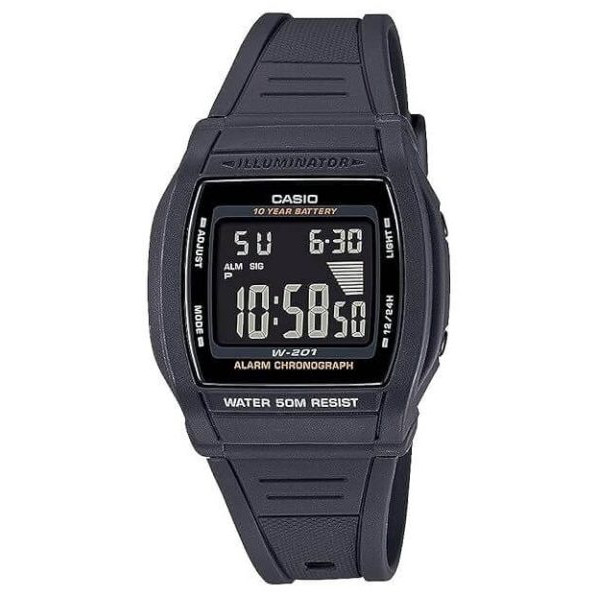 Casio – Design numérique sportif – Batterie de 10 ans – Cadran noir – W-201-1BVDF