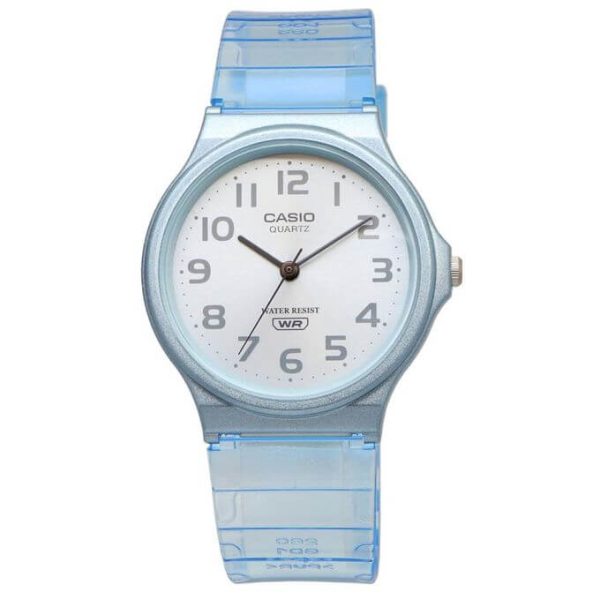 Casio – Bleu – Bracelet transparent – Unisexe -Étanche – léger – MQ-24S-2BDF