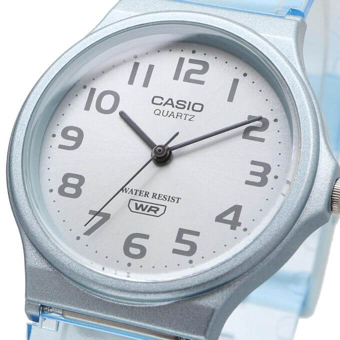Casio – Bleu – Bracelet transparent – Unisexe -Étanche – léger – MQ-24S-2BDF
