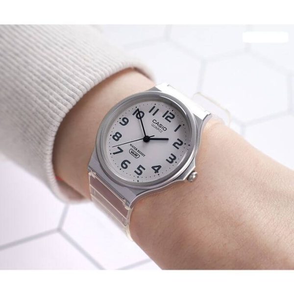 Casio – Transparente – Cadran blanc avec Chiffres – Unisexe – Étanche – MQ-24S-7BDF