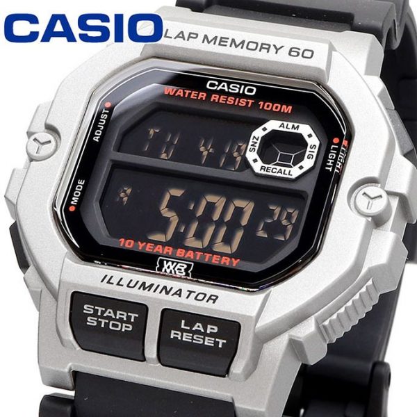 Casio – Boitier gris – Digits blanc sur noir – 100m Water Résistance – WS-1400H-1BVDF