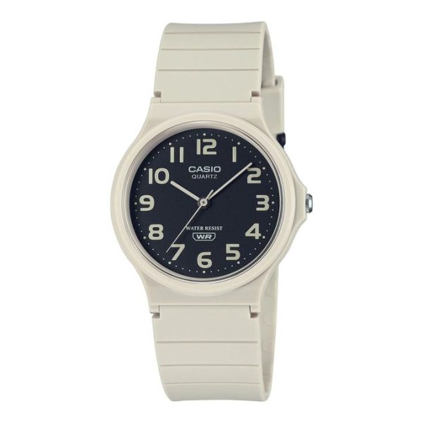 Casio – Blanche – Index chiffres blanches sur cadran noir – Bracelet en silicone blanc -MQ-24UC-8BD