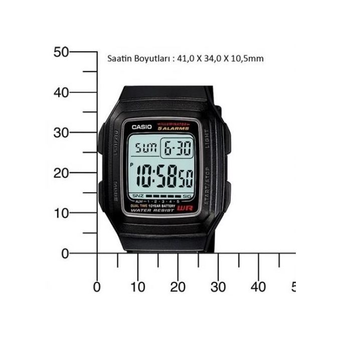 Casio – Montre Digitale – Bracelet Caoutchouc Noir – F-201WA-9ADF