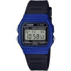 Casio – Digital bleu – Bracelet en résine noir – Étanche – Alarme & Chronographe – F-91WM-2ADF