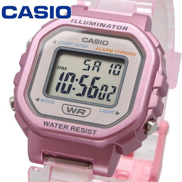Casio – Montre violette digitale pour femmes – bracelet semi-transparent – LA-20WHS-4ADF