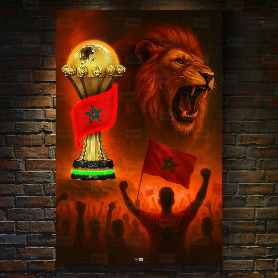 Tableau LED Foot – Lion de la Victoire Maroc 2025