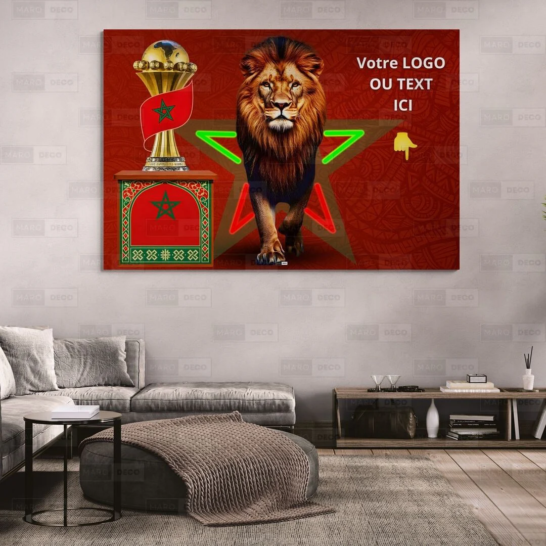 Tableau LED Foot – Lion Impérial Étoile du Maroc