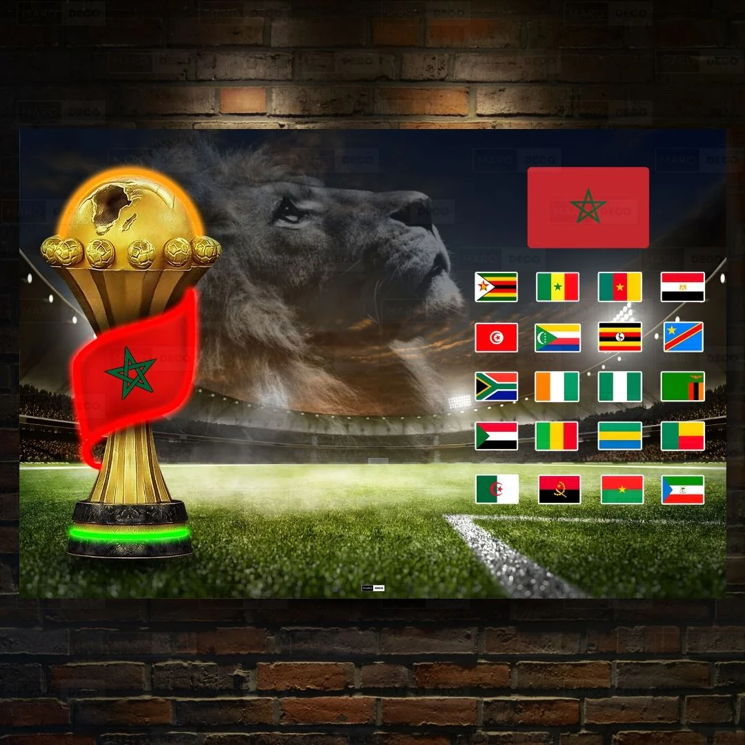 Tableau LED Foot – Maroc Lion Éclipse de Stade