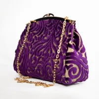 Sac Z’man – Violet Royal & Doré en Velours Relief