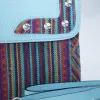 Sac Azerwal en cuir bleu ciel et tissu berbère – Élégance artisanale marocaine