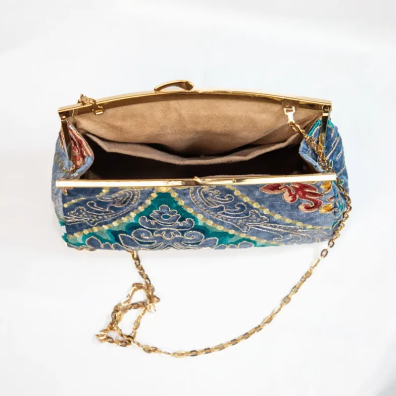 Sac Z’man – Broderie Multicolore & Velours Royal