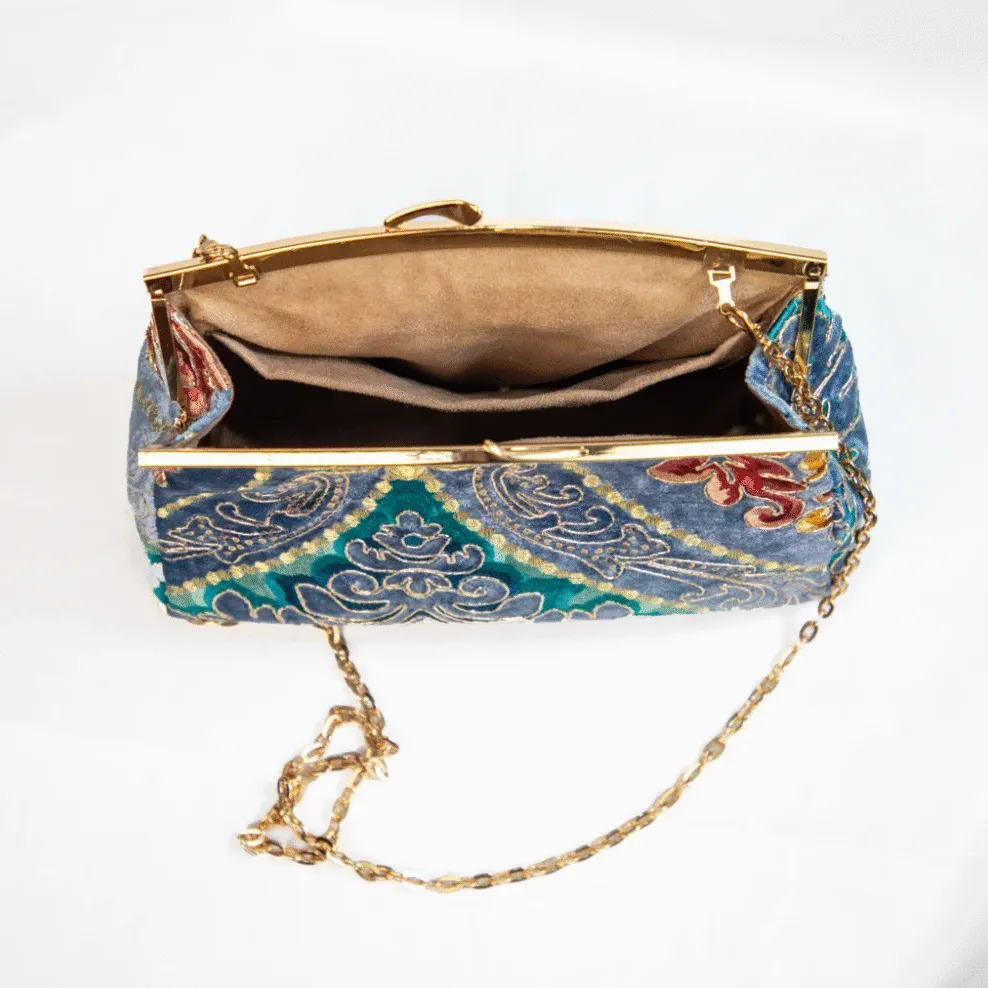 Sac Z’man – Broderie Multicolore & Velours Royal