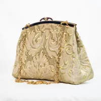 Sac Z’man – Velours Beige Brodé Doré