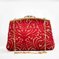 Sac Z’man – Velours Rouge & Tissu Doré
