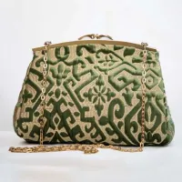 Sac Z’man – Velours Vert & Tissu Doré