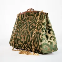 Sac Z’man – Velours Vert & Tissu Doré
