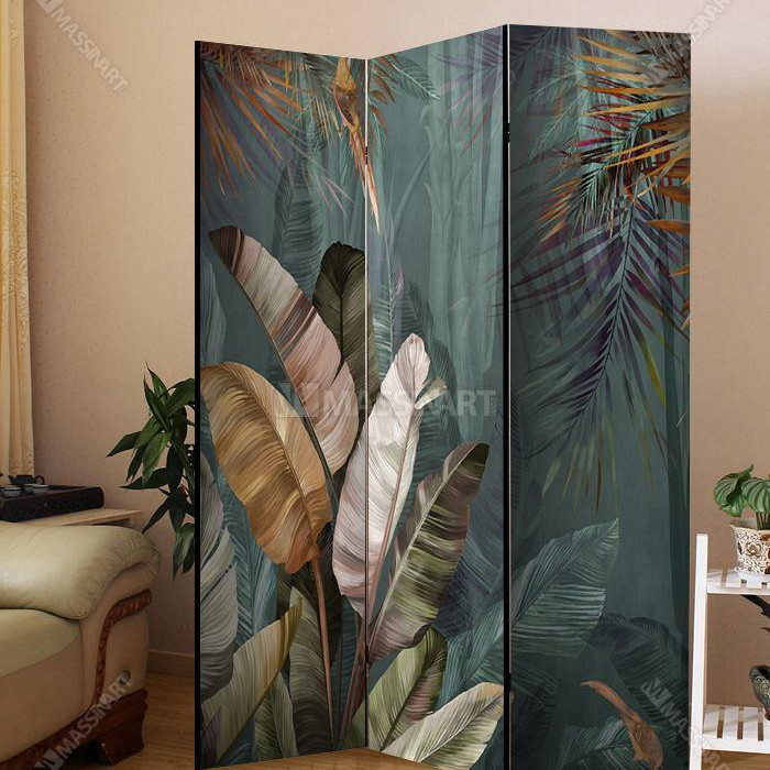 Paravent de séparation d'espace Tropical Leaves