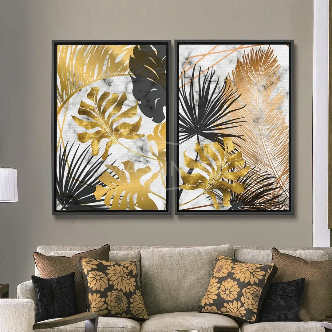 Feuilles tropicales sur Marbre