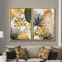 Feuilles tropicales sur Marbre