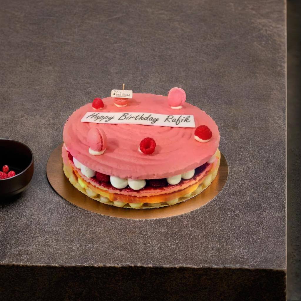 Macaron géant litchi-fromboise