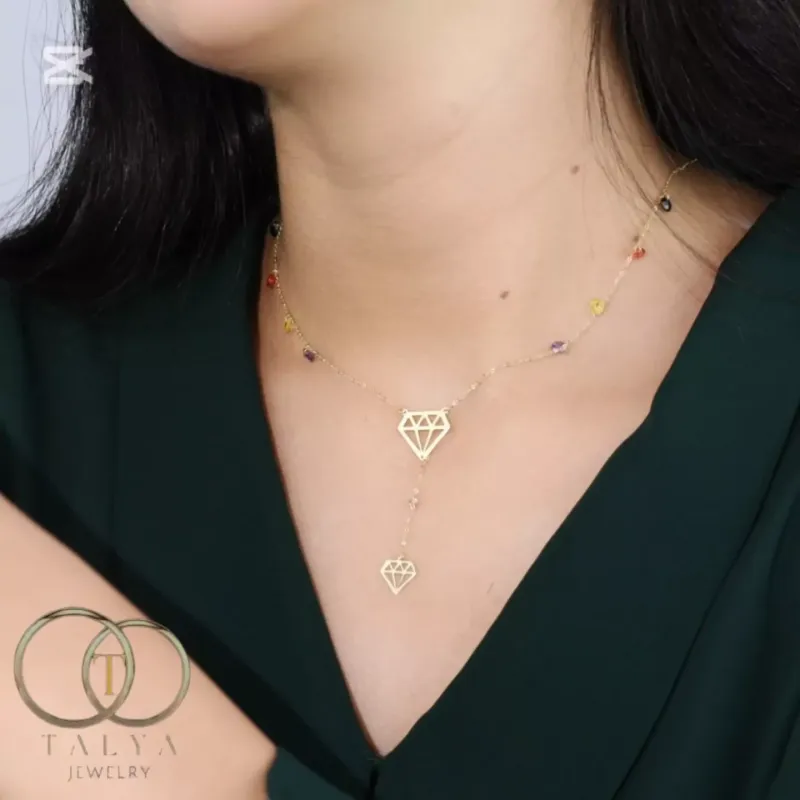 Collier Diamond perles Couleurs en Or 18K