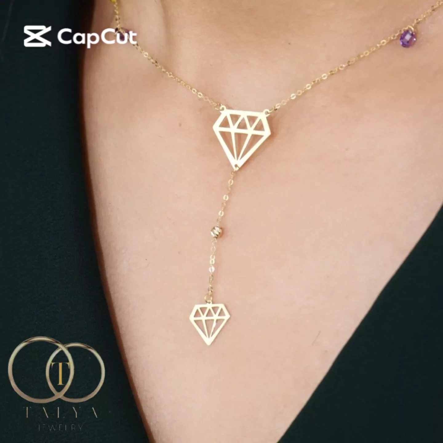 Collier Diamond perles Couleurs en Or 18K