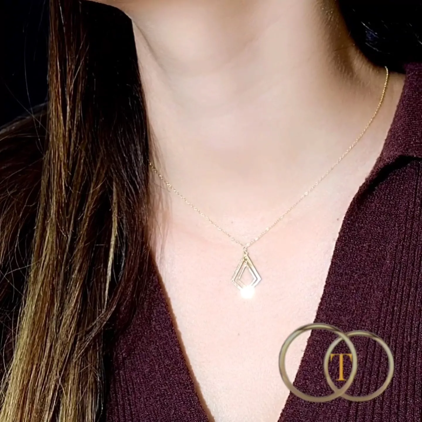 Collier Losange En Or 18K