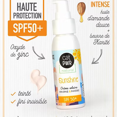 SUNSHINE Crème / Ecran Solaire Naturel Minéral & Invisible SPF50+