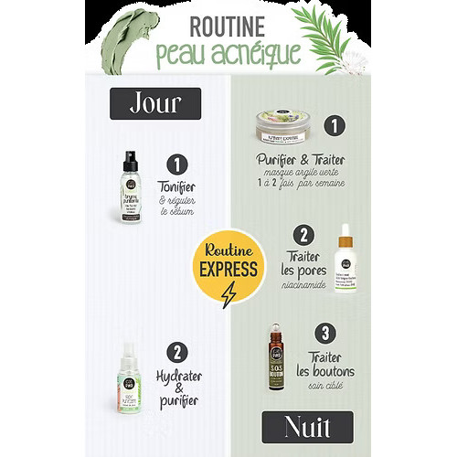 Routine PURIFIANTE pour peau ACNEIQUE / Anti-Boutons & Taches Routine PURIFIANTE pour peau ACNEIQUE / Anti-Boutons & Taches