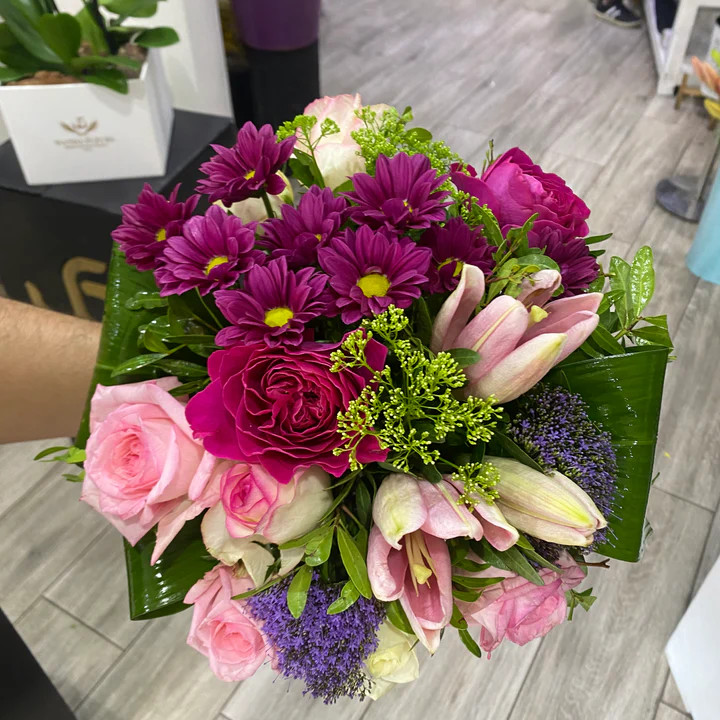 Colorful hand bouquet