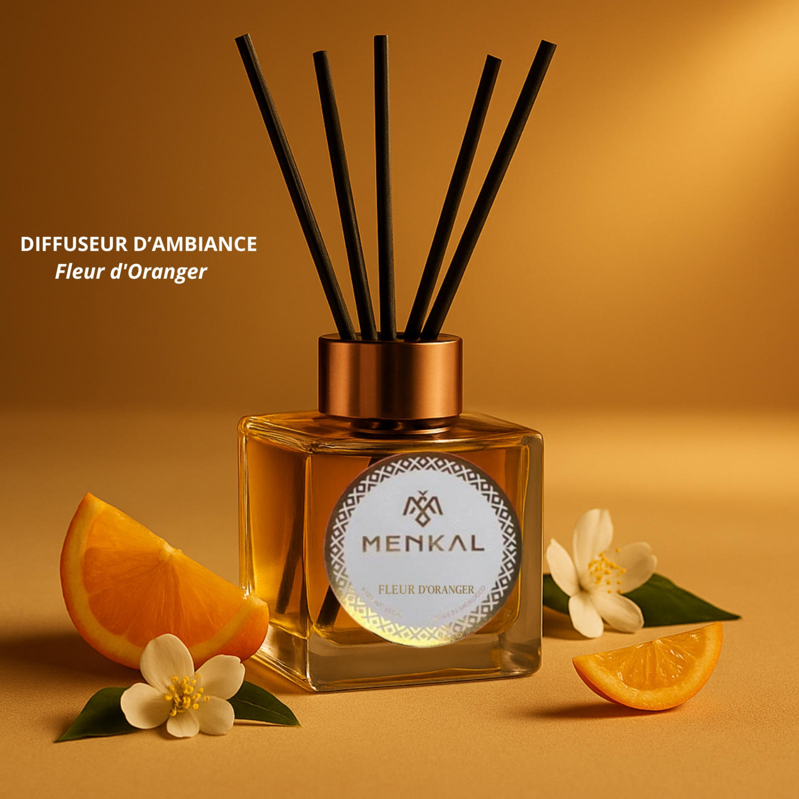 Menkal Parfums Pack Traditionnel &ndash; Diffuseurs d&rsquo;Ambiance MENKAL &ndash; Oud, Fleur d&rsquo;Oranger & Musk Ambr&eacute; (3 x 100 ml)
