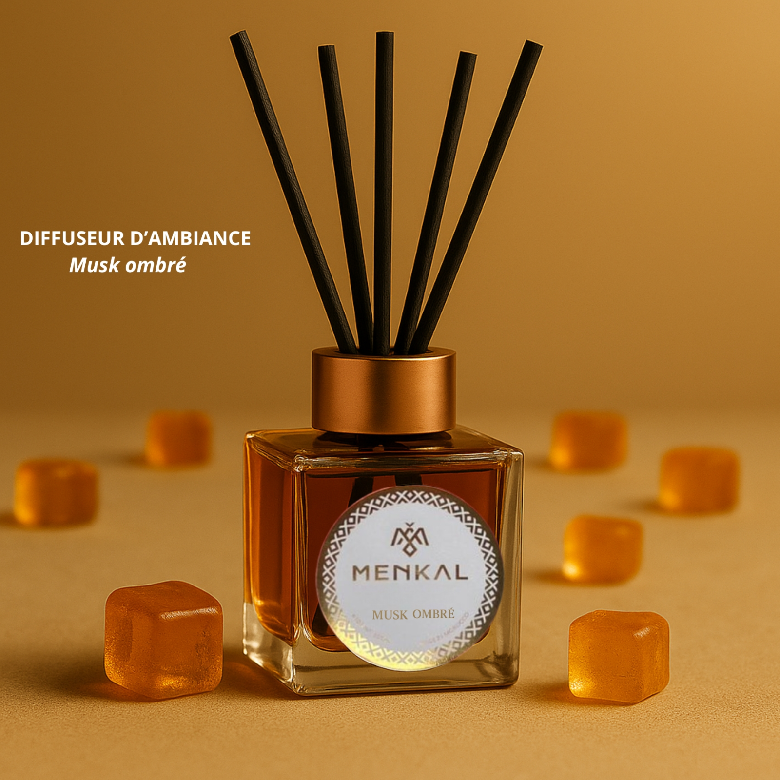 Menkal Parfums Pack Traditionnel &ndash; Diffuseurs d&rsquo;Ambiance MENKAL &ndash; Oud, Fleur d&rsquo;Oranger & Musk Ambr&eacute; (3 x 100 ml)
